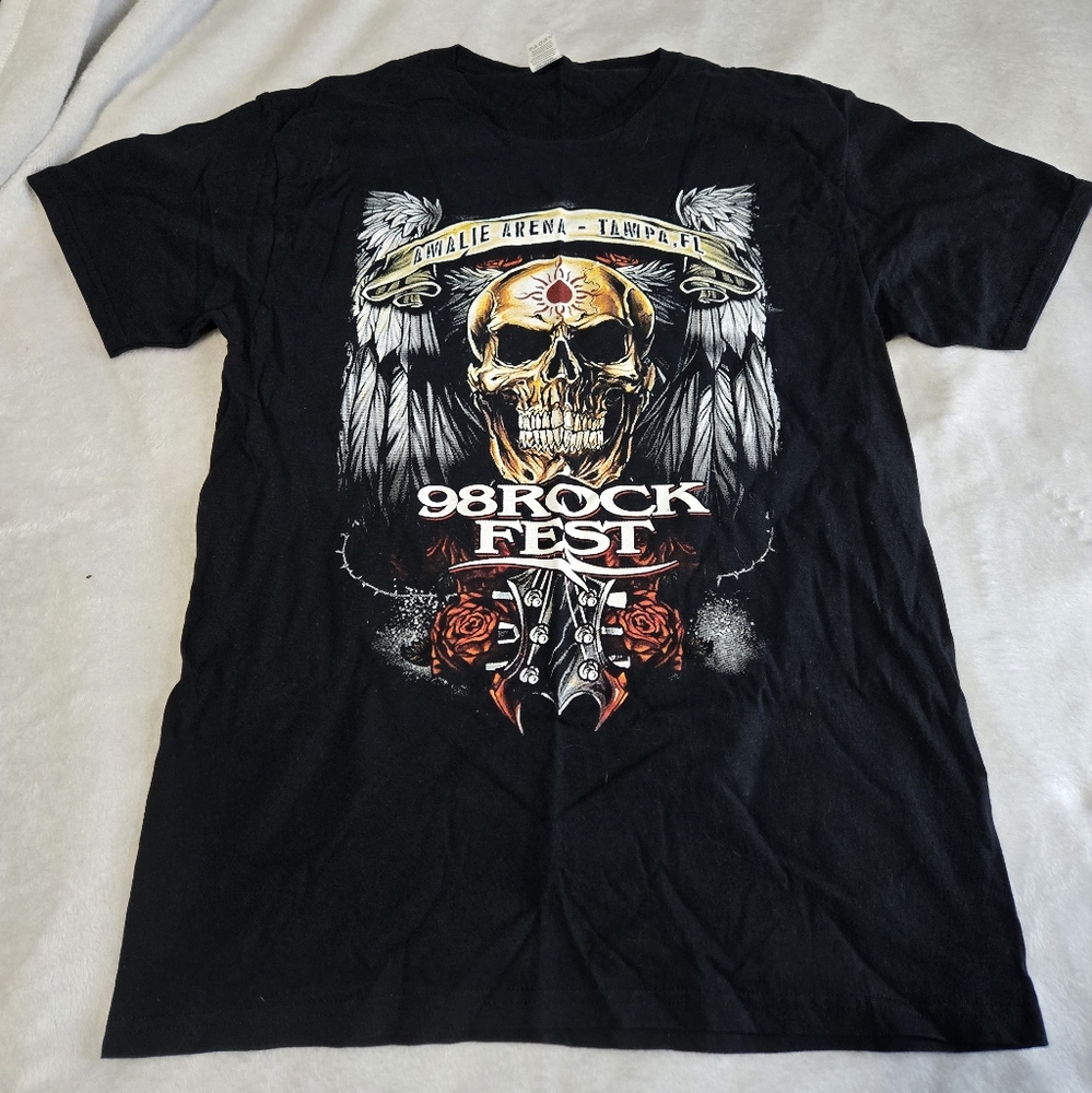 98 Rock Fest Concert Black Graphic T-Shirt M